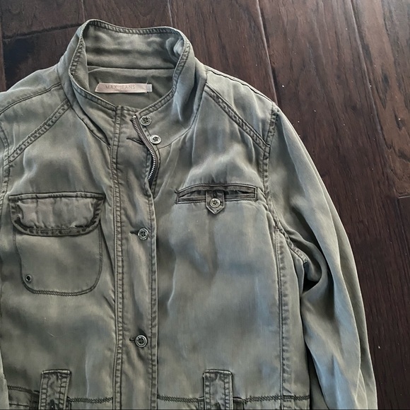 Khaki Green Jacket Max Jeans Sz L Removable Fleece Lining - Picture 11 of 13